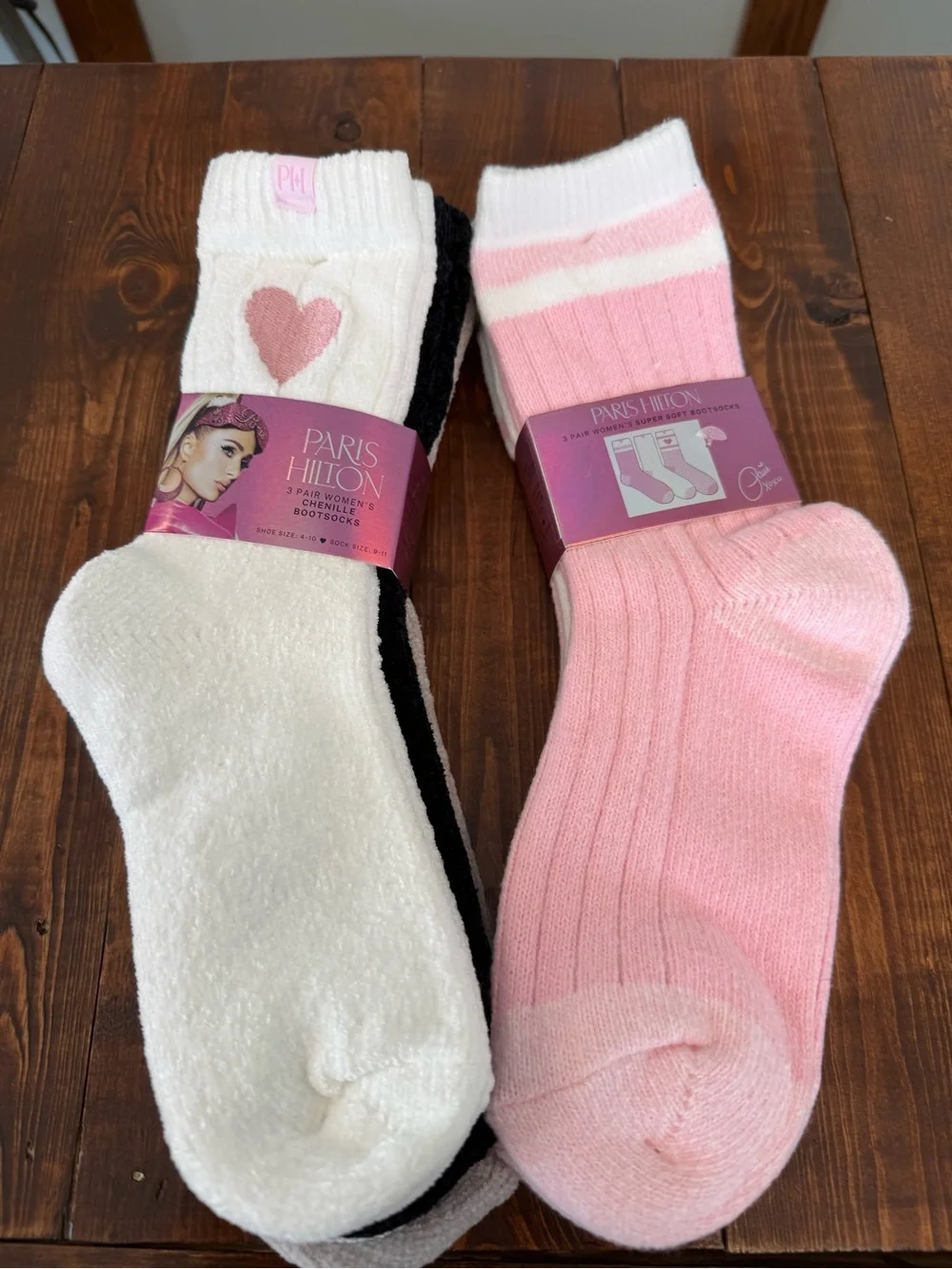 Paris Hilton Crew Sock 3-Pack in Pink, White and Black